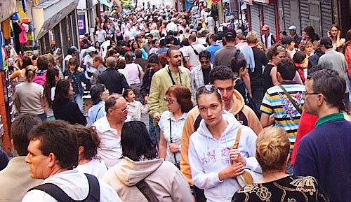 photo: mobs of people in the street