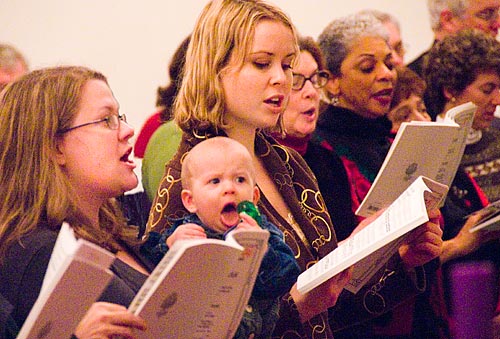 photo: singers including baby trying