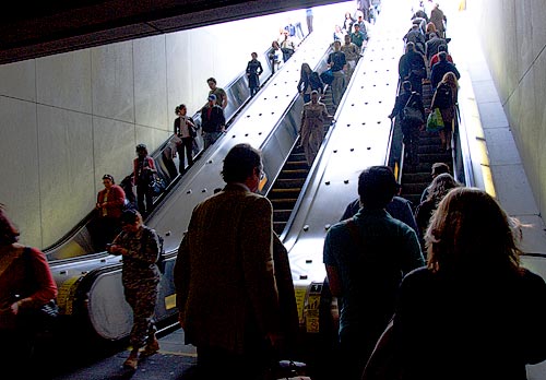 escalator riders photo