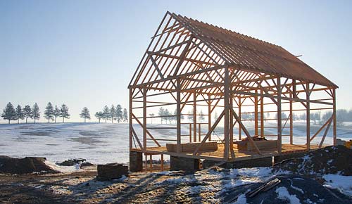 newly framed barn