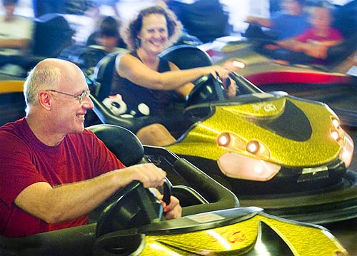Bumper car drivers at Funland in Rehoboth Beach, Delaware