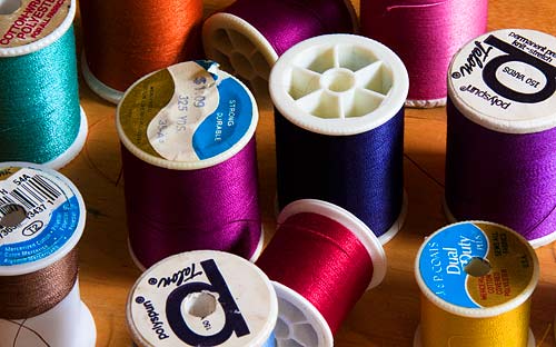 colorful spools of thread