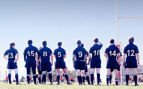 Rugby players, numbered.
