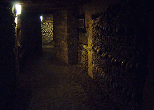 Walls of anonymous skulls and thigh bones, Paris, France, 2007