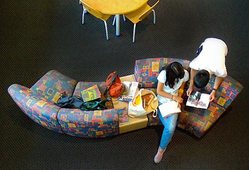 teenagers at library