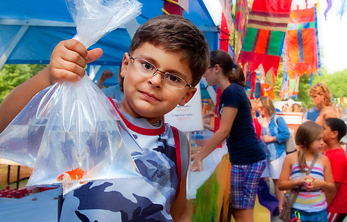 Boy who won four goldfish