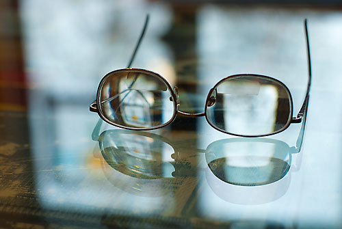 The photographer's eyeglasses