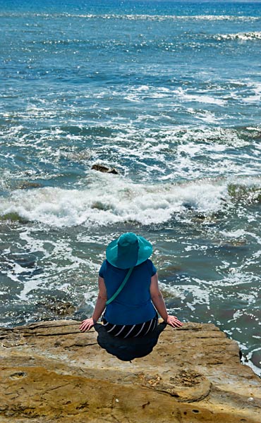 Woman above Pacific Ocean