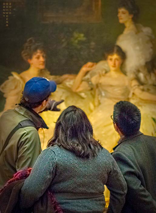 Photo of 3 people looking at The Wyndham Sisters painting by John Singer Sargent, copyright 2010 by Danny N. Schweers.